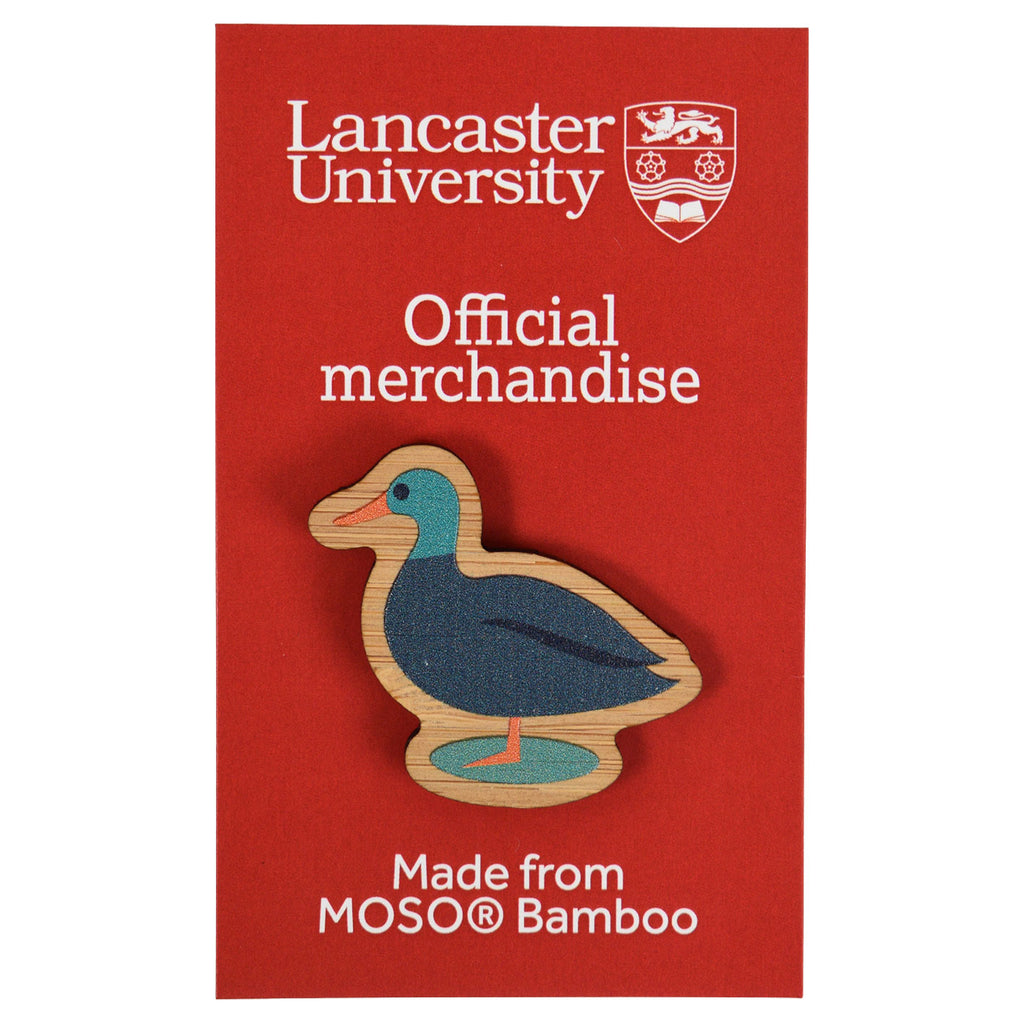 Lancaster University Bamboo Duck Pin Badge