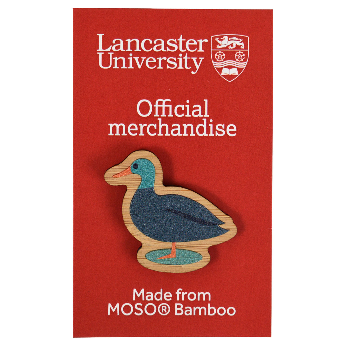 Lancaster University Bamboo Duck Pin Badge