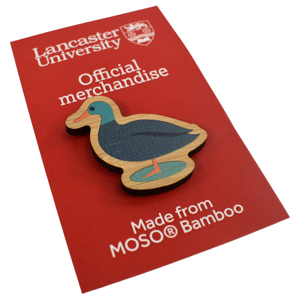 Lancaster University Bamboo Duck Pin Badge